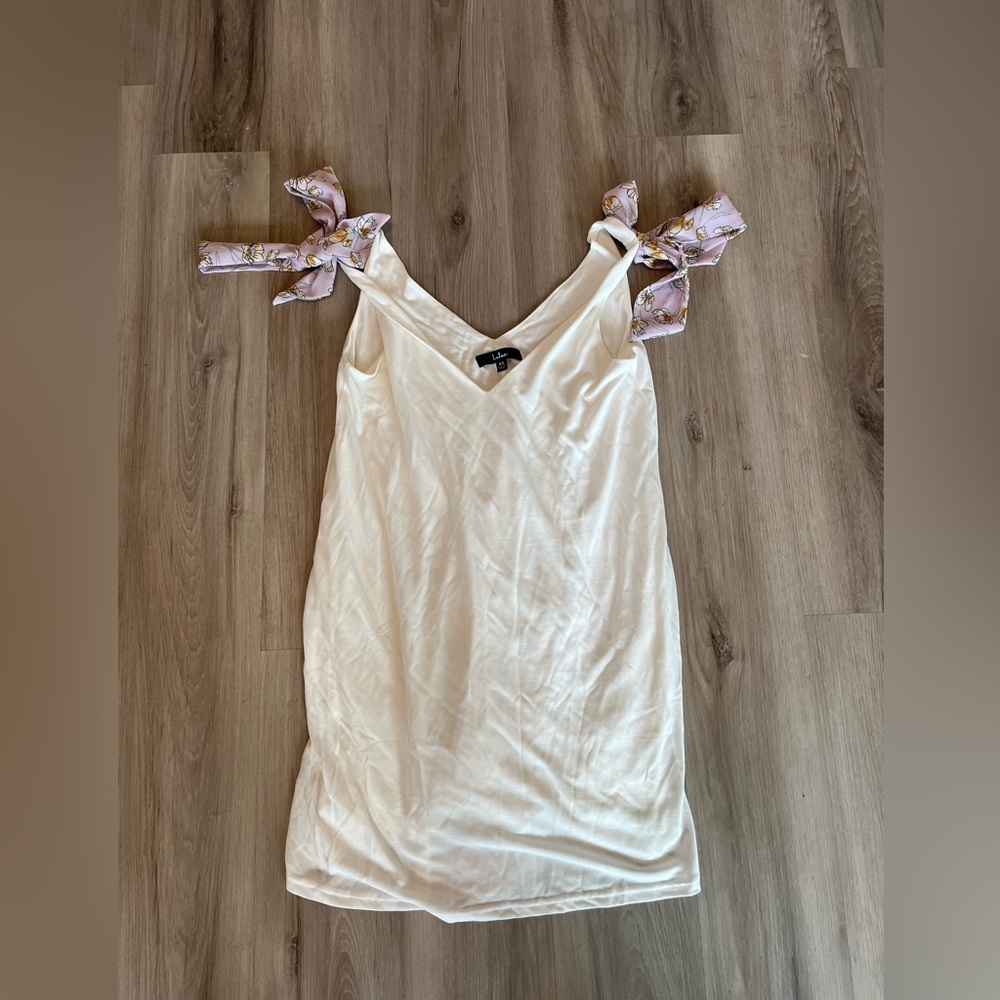 Lulus XS White Dress Purple Floral Straps